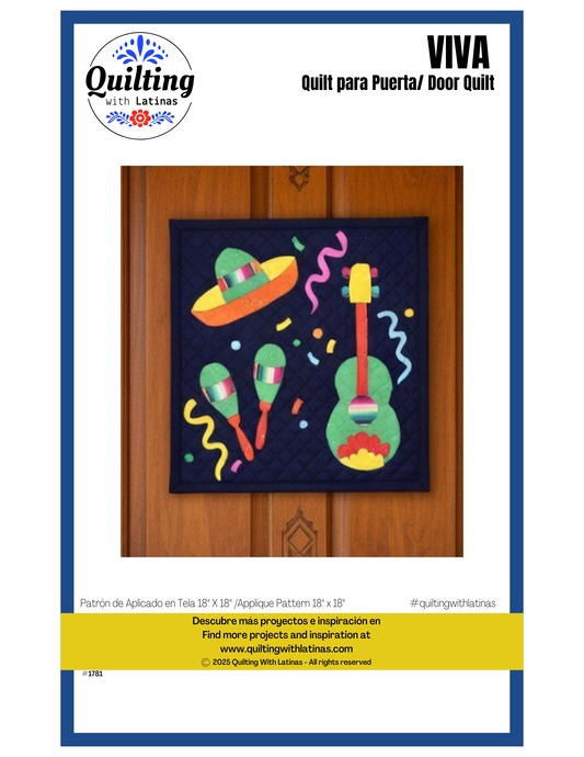 18"X18" Patrón de Quilt para Puerta VIVA |  VIVA Door Quilt