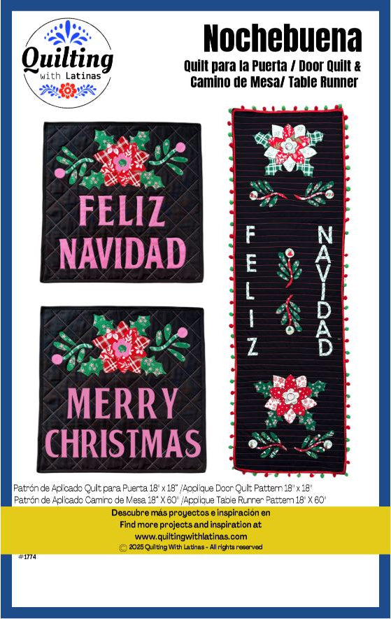 Nochebuena - Patrón de Aplicado en Tela  | Nochebuena -  Appliqué Pattern